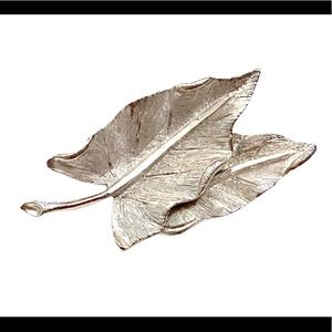 BSK Signed Vintage Silver Leaf Brooch